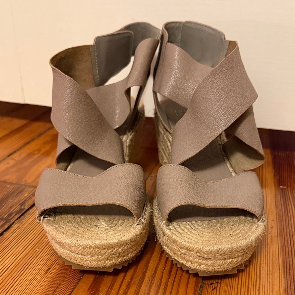 Eileen Fisher Taupe Espadrille Wedges